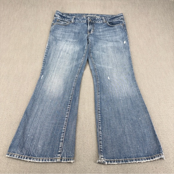 American Eagle Jeans Womens 12 Short Favorite Boyfriend Boot Cut 34x28 Flare - Picture 2 of 14